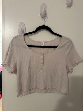 bp Lavender Ribbed Crop Top with Scoop Neck